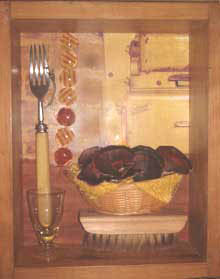 "Wealth?..Mums Working, Dads working" mixed media assemblage by Megan McDonald