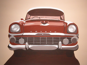 his latest series of paintings came about from observations while stuck at traffic lights and extensive periods behind the wheel, noticing that the oncoming cars appeared to take on a human like quality.